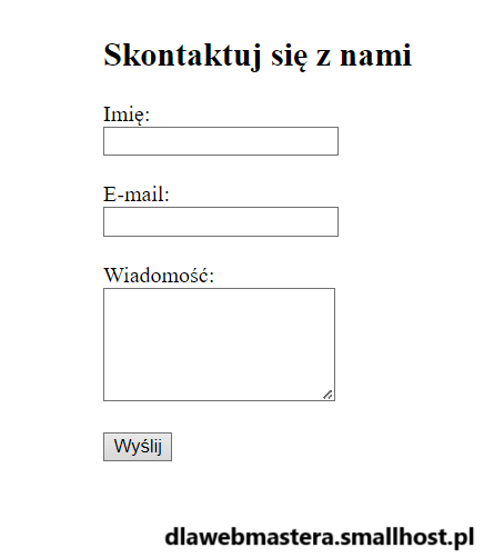 prosty formularz kontaktowy w HTML