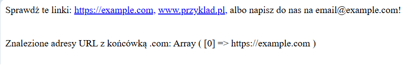 wykrywanie url w tekście
