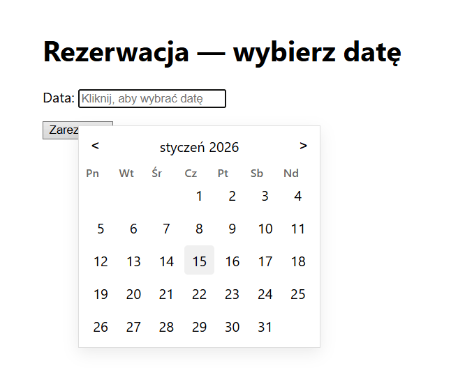 kalendarz w formularzu