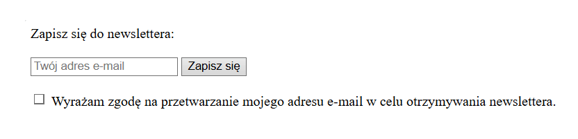formularz newslettera