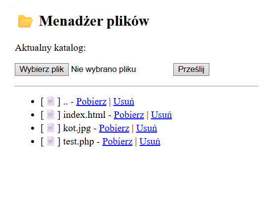 własny menadżer plików na serwerze